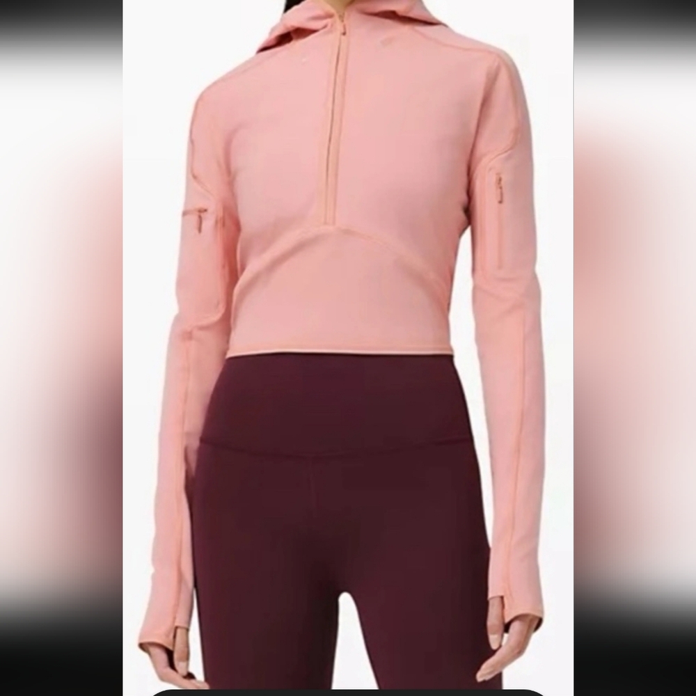 lululemon Break A Trail 1/2 Zip Pink Pastel Hooded Jacket - Picture 2 of 16